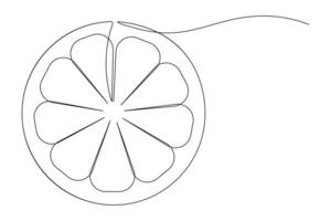 Lemon continuous one single line art drawing of organic healthy fruit concept vector