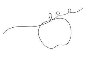 Continuous one single line art drawing of apples icon organic food vector