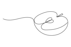 Continuous one single line art drawing of apples icon organic food vector