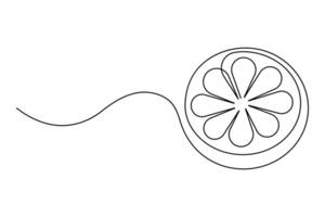 abstract continuous one single line art drawing of icon orange fruit in sketch vector