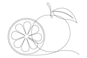 abstract continuous one single line art drawing of icon orange fruit in sketch vector