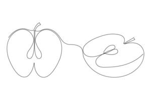Continuous one single line art drawing of apples icon organic food vector