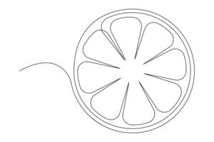 abstract continuous one single line art drawing of icon orange fruit in sketch vector