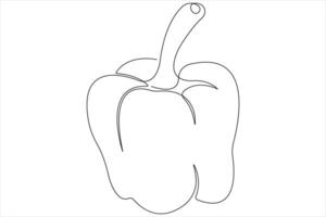 Capsicum continuous one line art drawing of illustration vector