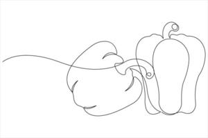 Capsicum continuous one line art drawing of illustration vector