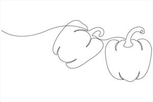 Capsicum continuous one line art drawing of illustration vector