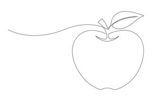 Continuous one single line art drawing of apples icon organic food vector
