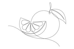abstract continuous one single line art drawing of icon orange fruit in sketch vector