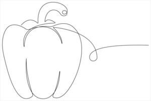 Capsicum continuous one line art drawing of illustration vector