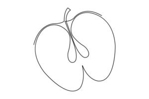 Continuous one single line art drawing of apples icon organic food vector