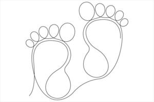 Continuous single line art drawing of human footprint icon illustration vector