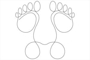 Continuous single line art drawing of human footprint icon illustration vector