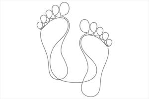 Continuous single line art drawing of human footprint icon illustration vector