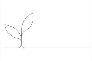 Ecology Sustainable continuous single line art, Nature Planet one line vector