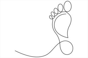 Continuous one line art drawing of human footprint vector