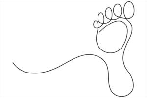 Continuous one line art drawing of human footprint vector