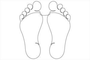Continuous single line art drawing of human footprint icon illustration vector