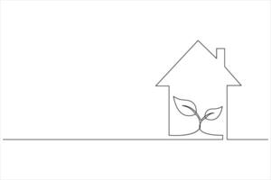 Ecology Sustainable continuous single line art, Nature Planet one line vector