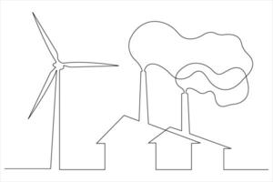 Ecology Sustainable continuous single line art, Nature Planet one line vector