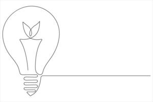 Ecology Sustainable continuous single line art, Nature Planet one line vector