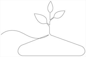 Ecology Sustainable continuous single line art, Nature Planet one line vector