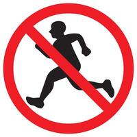 No Running, Warning Running On White Background vector