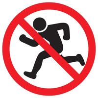 No Running, Warning Running On White Background vector