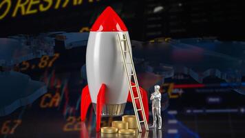 The rocket and coins on chart background for Business concept 3d rendering. photo