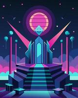 A futuristic art installation using the latest solar technology to power a mesmerizing light show and display thoughtprovoking digital art.. illustration. vector