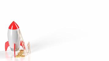 The rocket and coins on white background for Business concept 3d rendering. photo
