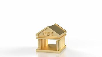 The Bank building symbol and coins for Business concept 3d rendering. photo