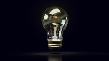 The light bulb in black background for technology or idea concept 3d rendering. photo