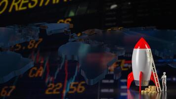 The rocket and coins on chart background for Business concept 3d rendering. photo