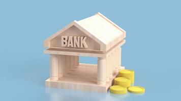 The Bank building symbol and coins for Business concept 3d rendering. photo