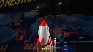 The rocket and coins on chart background for Business concept 3d rendering. photo