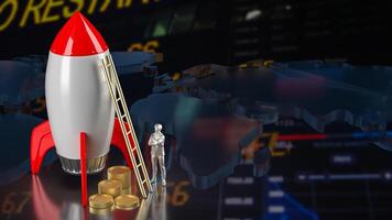 The rocket and coins on chart background for Business concept 3d rendering. photo