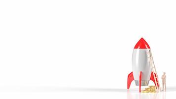 The rocket and coins on white background for Business concept 3d rendering. photo