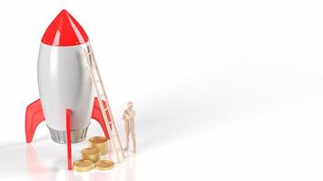 The rocket and coins on white background for Business concept 3d rendering. photo