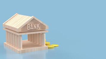 The Bank building symbol and coins for Business concept 3d rendering. photo