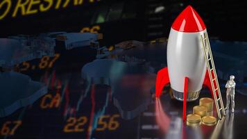 The rocket and coins on chart background for Business concept 3d rendering. photo