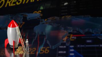 The rocket and coins on chart background for Business concept 3d rendering. photo