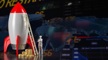 The rocket and coins on chart background for Business concept 3d rendering. photo