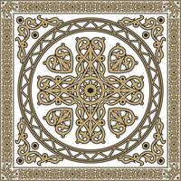 golden and black square Yakut ornament. An endless rectangular border, a frame of the northern peoples of the Far East. vector