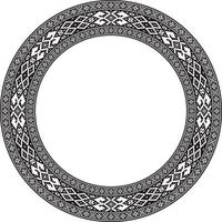round monochrome seamless Belarusian national ornament. Ethnic endless circle black border, Slavic peoples frame. vector