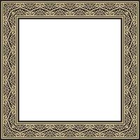 square gold with black border, frame, Pompeii. Rectangle Neopolitan ornament. Art of Ancient Rome. Template for stained glass vector