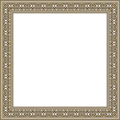 square gold with black border, frame, Pompeii. Rectangle Neopolitan ornament. Art of Ancient Rome. Template for stained glass