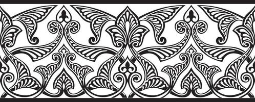 seamless monochrome oriental ornament. Endless black Arabic patterned border, frame. Persian painting. Suitable for sandblasting, laser and plotter cutting. vector