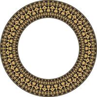 golden round ornament of ancient Egypt. Circle Border, frame in pyramids vector