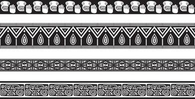 monochrome set of seamless borders, native american frames. The endless pattern of the peoples of Central and South America, the Aztecs, the Maya, the Incas. vector