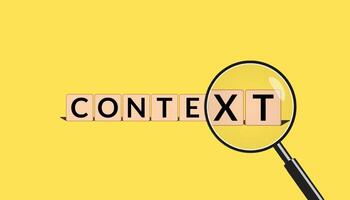 Concept of context. Magnifying glass and letters of the alphabet with context words vector
